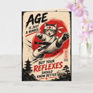 Tarjeta de Cumpleaños de Gato Divertido de Kung Fu