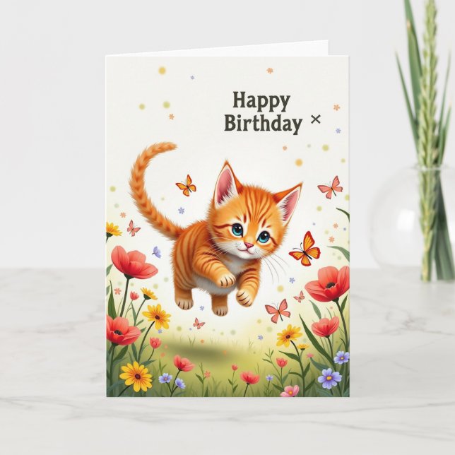 Tarjeta de cumpleaños de gato dulce (Anverso)