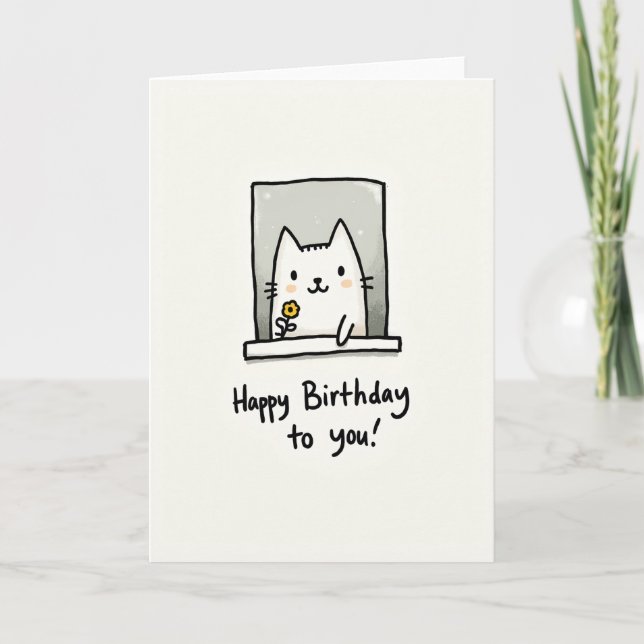 Tarjeta de cumpleaños de gato dulce (Anverso)