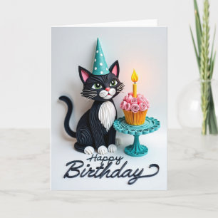 Tarjeta de cumpleaños de gato en capas
