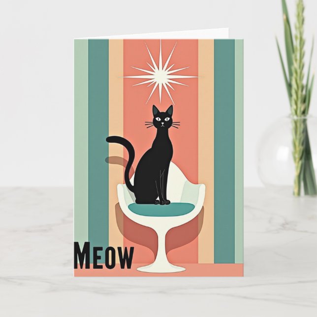 Tarjeta de cumpleaños de gato escultural (Anverso)