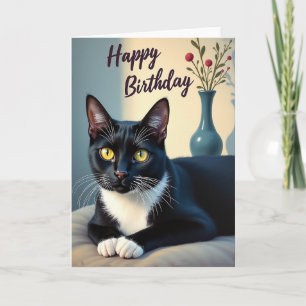 Tarjeta de cumpleaños de gato esmoquin