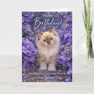 Tarjeta de cumpleaños de gato – Gatito lindo y flo