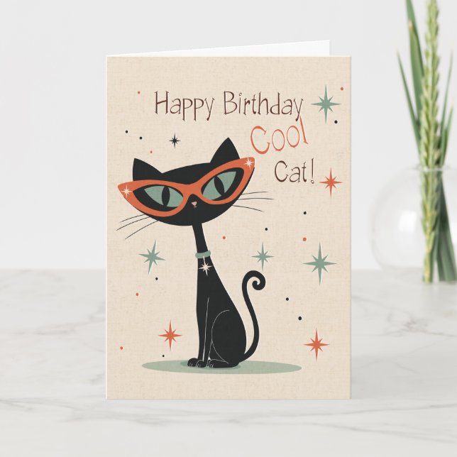 Tarjeta de cumpleaños de gato genial | Cumpleaños  (Anverso)