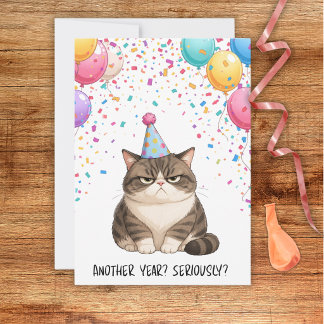 Tarjeta de cumpleaños de gato gordo sarcástico