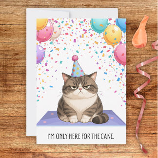 Tarjeta de cumpleaños de gato gordo sarcástico