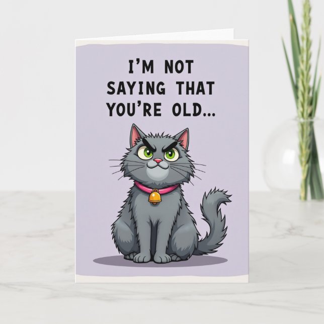 Tarjeta de cumpleaños de gato gruñón (Anverso)