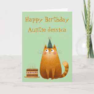 Tarjeta de cumpleaños de gato jengibre caprichoso