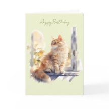 Tarjeta de cumpleaños de gato jengibre/naranja en