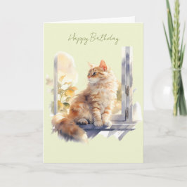 Tarjeta de cumpleaños de gato jengibre/naranja en
