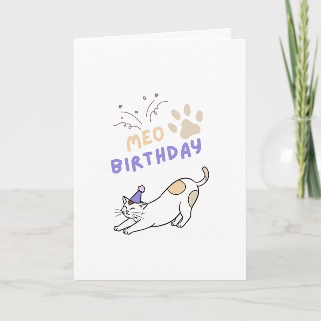 Tarjeta de cumpleaños de gato lindo divertida (Anverso)