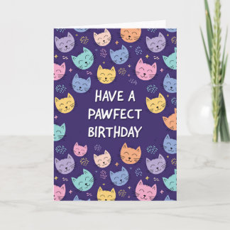 Tarjeta de cumpleaños de gato lindo para niñas