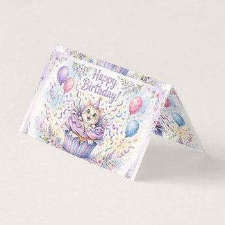tarjeta de cumpleaños de gato lindo reventando piñ
