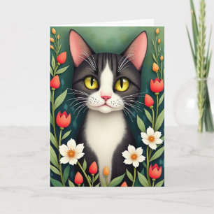 Tarjeta de cumpleaños de gato luminoso