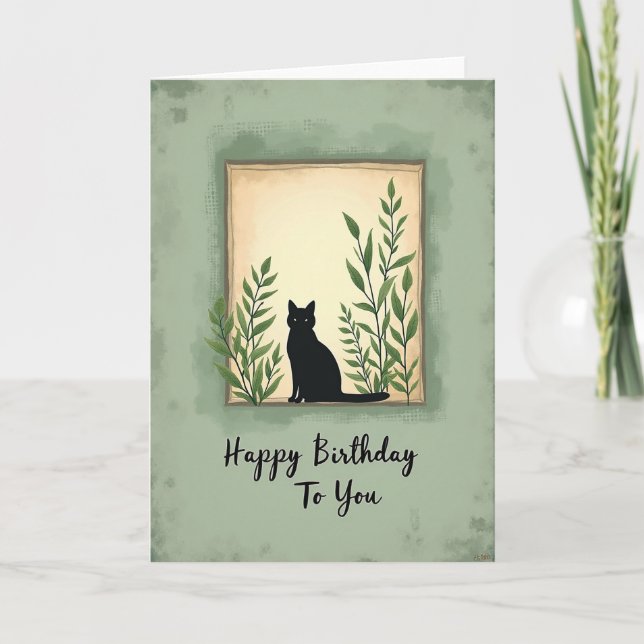 Tarjeta de cumpleaños de gato místico dulce (Anverso)