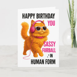 Tarjeta de cumpleaños de gato naranja descarado, t