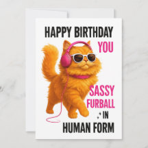 Tarjeta de cumpleaños de gato naranja descarado, t