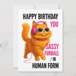 Tarjeta de cumpleaños de gato naranja descarado, t