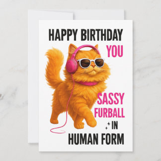 Tarjeta de cumpleaños de gato naranja descarado, t