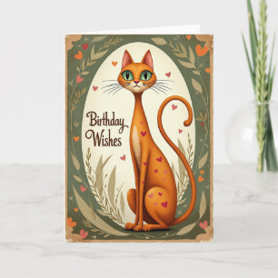 Tarjeta de cumpleaños de gato naranja dulce