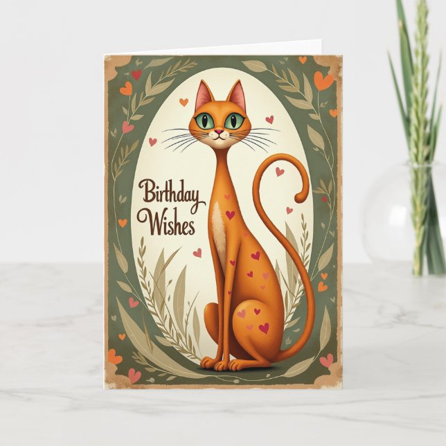 Tarjeta de cumpleaños de gato naranja dulce (Anverso)