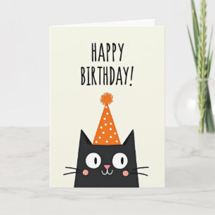 Tarjeta de cumpleaños de gato negro dulce