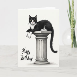 Tarjeta de cumpleaños de gato negro elegante