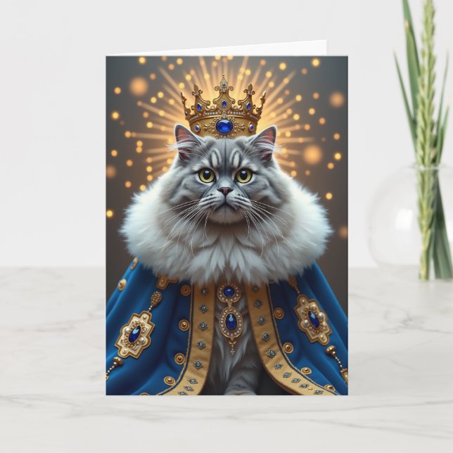 Tarjeta de cumpleaños de gato opulento (Anverso)