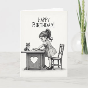 Tarjeta de cumpleaños de gato para niña dulce