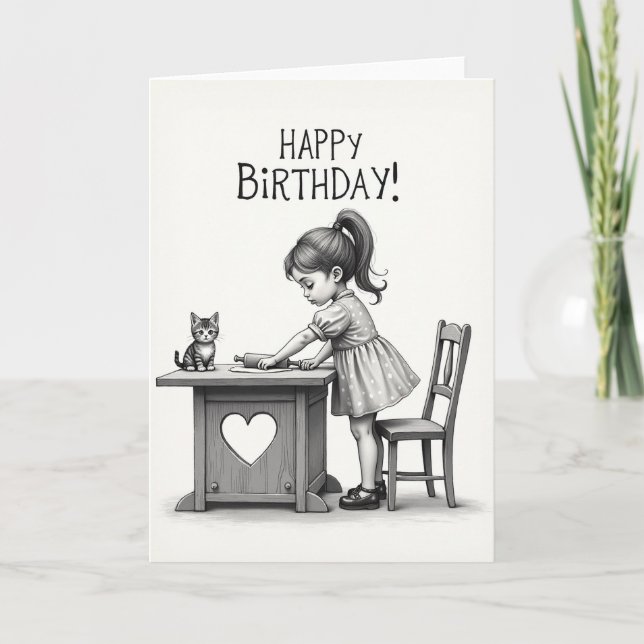 Tarjeta de cumpleaños de gato para niña dulce (Anverso)