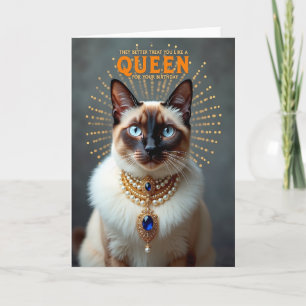 Tarjeta de cumpleaños de gato perla elegante