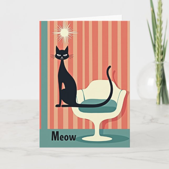 Tarjeta de cumpleaños de gato retro (Anverso)