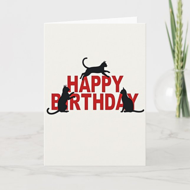 Tarjeta de cumpleaños de gato saltarín (Anverso)