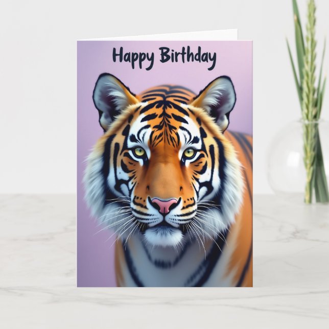 Tarjeta de cumpleaños de gato salvaje (Anverso)