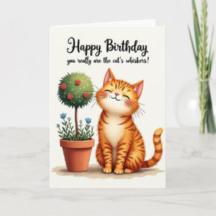 Tarjeta de cumpleaños de gato sonriente alegre