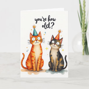 Tarjeta de cumpleaños de gato sorprendido
