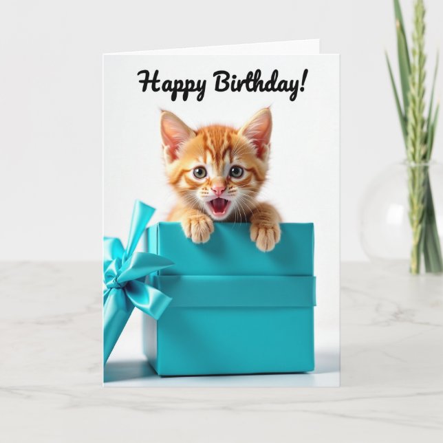 Tarjeta de cumpleaños de gato sorpresa (Anverso)
