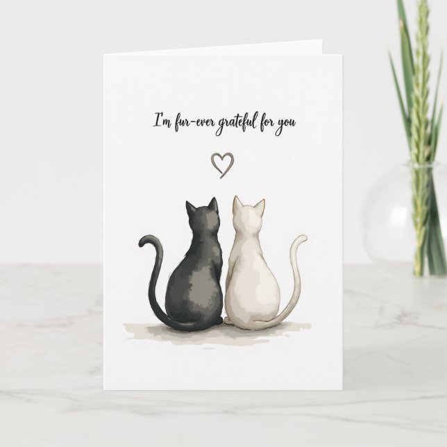 Tarjeta de cumpleaños de gatos adorables con acuar (Anverso)