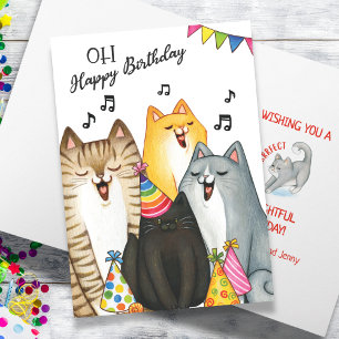 Tarjeta de cumpleaños de gatos cantantes - Tarjeta