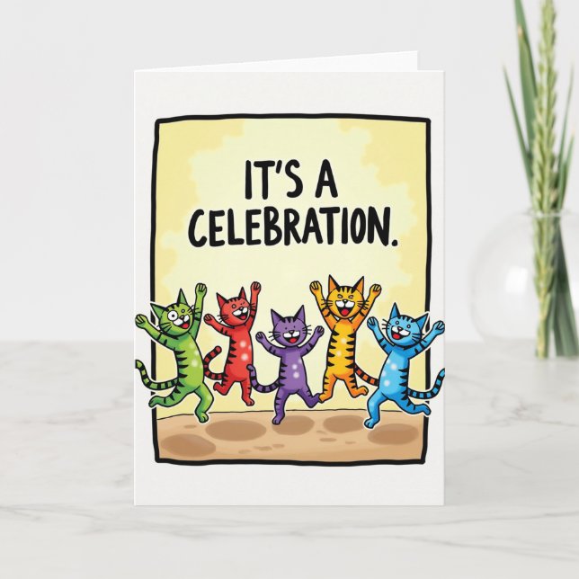 Tarjeta de cumpleaños de gatos saltarines (Anverso)