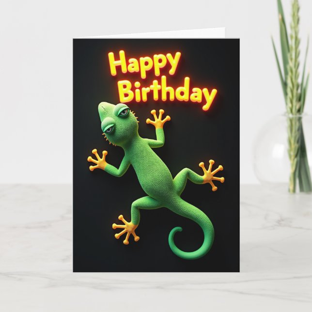 Tarjeta de cumpleaños de geco caprichoso (Anverso)