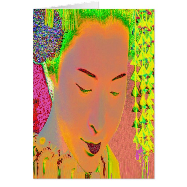 Tarjeta de cumpleaños de Geisha Pop Art (Frente)