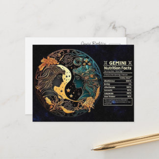 Tarjeta de cumpleaños de Géminis del Zodiaco