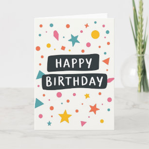 Tarjeta de cumpleaños de geometría vibrante