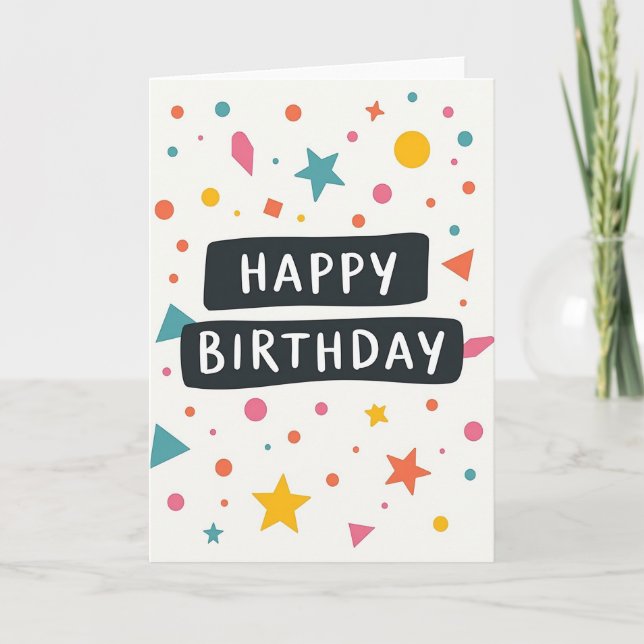 Tarjeta de cumpleaños de geometría vibrante (Anverso)