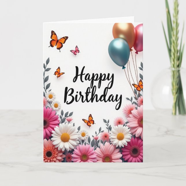 Tarjeta de cumpleaños de gerbera (Anverso)