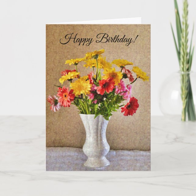 Tarjeta de cumpleaños de Gerbera Daisies Colorful  (Anverso)