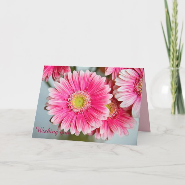 Tarjeta de cumpleaños de Gerbera Daisies y persona (Anverso)