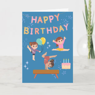 Tarjeta de Cumpleaños de Gimnasia Linda para Niñas