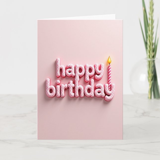 Tarjeta de cumpleaños de gingham dulce (Anverso)